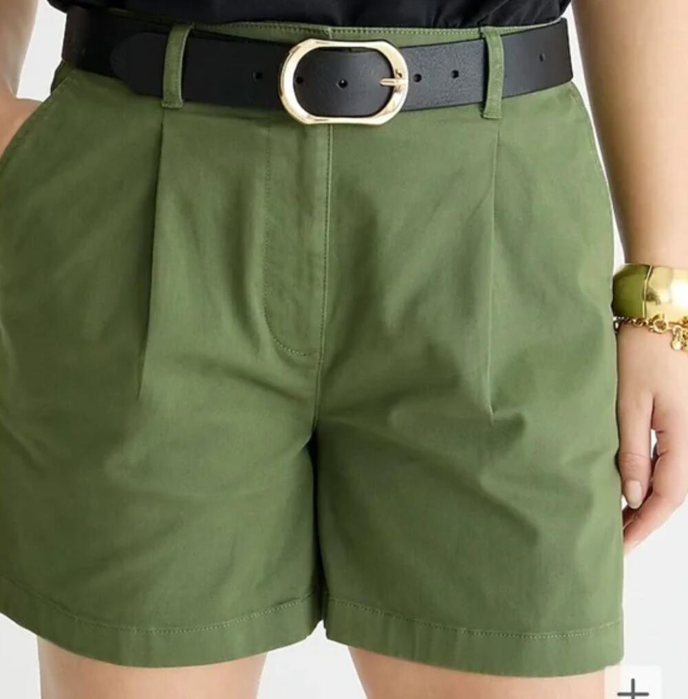 J. Crew Pleated Capeside Chino Short in Army Green Size 16